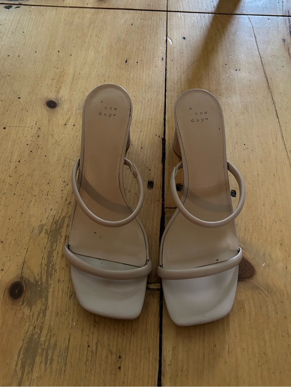 a new day Nude Double-Strap Square-Toe Mule Heels